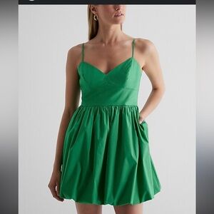 Express v-neck Poplin Mini Bubble Dress